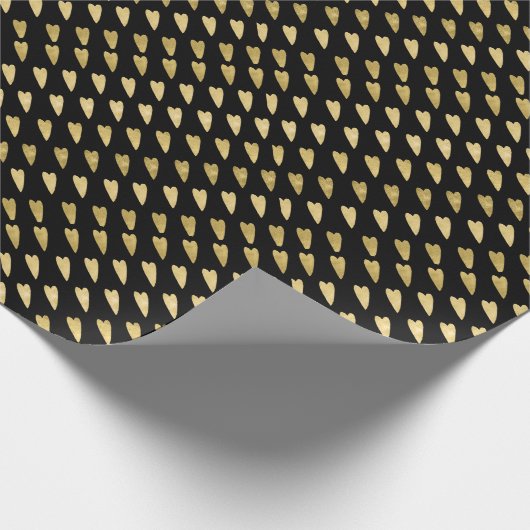 Black and Gold Hearts Geschenkpapier (Ecke)