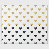 Black and Gold Hearts Geschenkpapier (Flach)