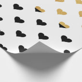 Black and Gold Hearts Geschenkpapier (Ecke)