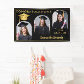 Black and Gold Herzlichen Glückwunsch 3 Foto Absch Banner (Insitu)