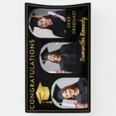 Black and Gold Herzlichen Glückwunsch 3 Foto Absch Banner (Vertikal)