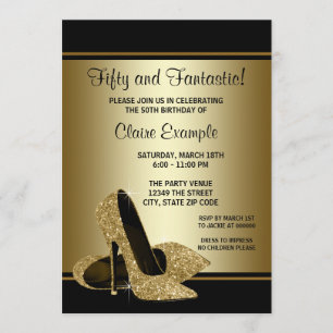 Black and Gold High Heels Frauen Geburtstagsparty Einladung