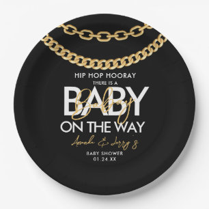 Black and Gold Hip Hop Baby Dusche Pappteller