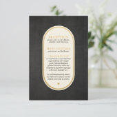 Black and Gold Hochzeitsempfangskarte Begleitkarte (Stehend Vorderseite)