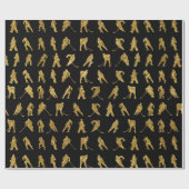 Black and Gold Hockey-Thema Geschenkpapier (Flach)