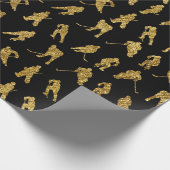 Black and Gold Hockey-Thema Geschenkpapier (Ecke)