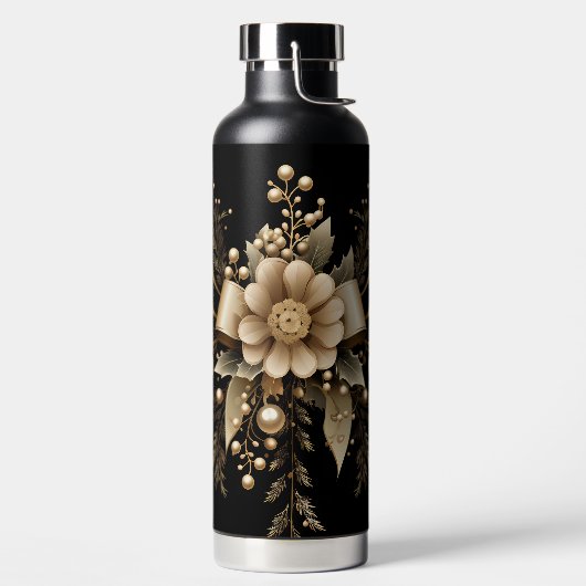 BLACK AND GOLD HOLIDAY CHRISTMAS BOWS AND RIBBONS TRINKFLASCHE (links)