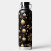 BLACK AND GOLD HOLIDAY CHRISTMAS ORNAMENTS TRINKFLASCHE (Rückseite)
