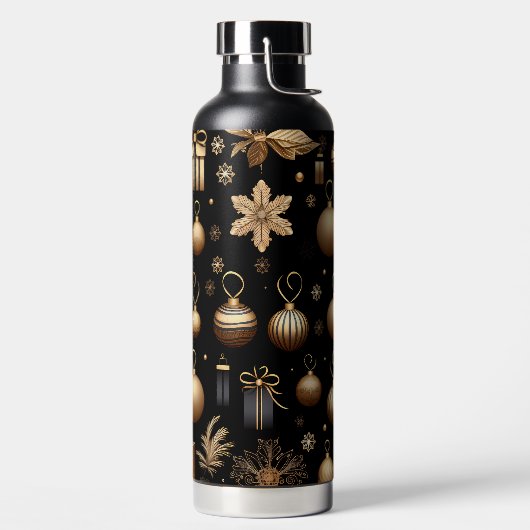 BLACK AND GOLD HOLIDAY CHRISTMAS ORNAMENTS TRINKFLASCHE (links)