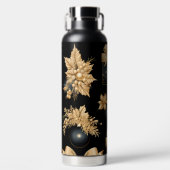 BLACK AND GOLD HOLIDAY CHRISTMAS ORNAMENTS TRINKFLASCHE (Vorderseite)