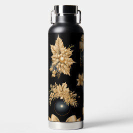 BLACK AND GOLD HOLIDAY CHRISTMAS ORNAMENTS TRINKFLASCHE