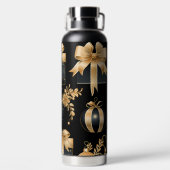 BLACK AND GOLD HOLIDAY CHRISTMAS ORNAMENTS TRINKFLASCHE (Rückseite)