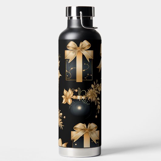BLACK AND GOLD HOLIDAY CHRISTMAS ORNAMENTS TRINKFLASCHE (links)