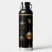 BLACK AND GOLD HOLIDAY CHRISTMAS ORNAMENTS TRINKFLASCHE (Vorderseite)
