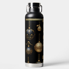 BLACK AND GOLD HOLIDAY CHRISTMAS ORNAMENTS TRINKFLASCHE