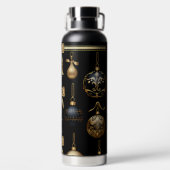 BLACK AND GOLD HOLIDAY CHRISTMAS ORNAMENTS TRINKFLASCHE (Rückseite)