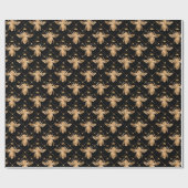 Black and Gold Honey Bee Geschenkpapier (Flach)