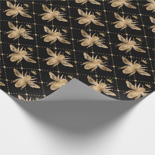 Black and Gold Honey Bee Geschenkpapier (Ecke)