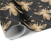 Black and Gold Honey Bee Geschenkpapier (Rolleneckpunkt)