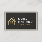 Black and Gold House Cleaning Services Slate Stone Visitenkarte (Vorderseite)