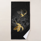 Black and Gold Hummingbird Badehandtuch (Badehandtuch)