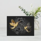 Black and Gold Hummingbird Begleitkarte (Stehend Vorderseite)