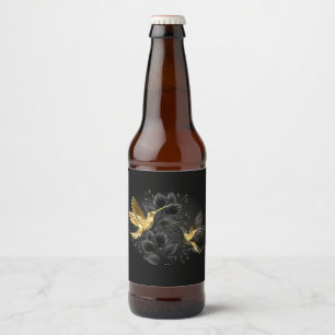 Black and Gold Hummingbird Bierflaschenetikett