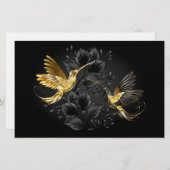 Black and Gold Hummingbird Briefpapier (Vorne/Hinten)