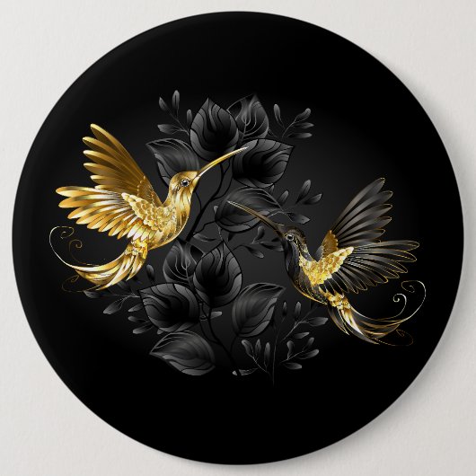 Black and Gold Hummingbird Button (Vorderseite)