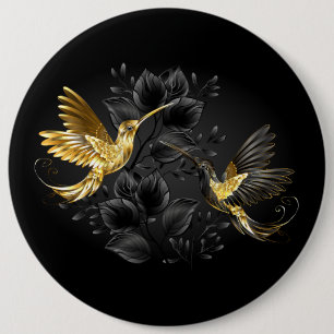 Black and Gold Hummingbird Button