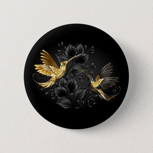 Black and Gold Hummingbird Button (Vorderseite)