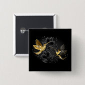 Black and Gold Hummingbird Button (Vorne & Hinten)