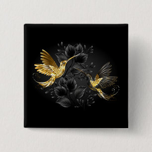 Black and Gold Hummingbird Button