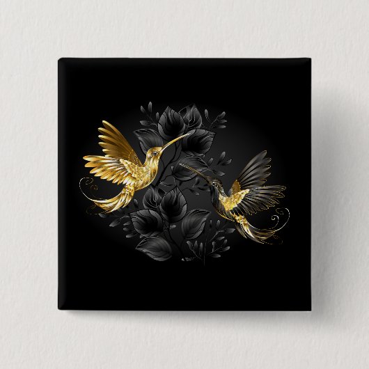 Black and Gold Hummingbird Button (Vorderseite)