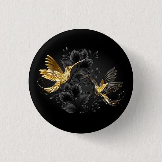 Black and Gold Hummingbird Button (Vorderseite)