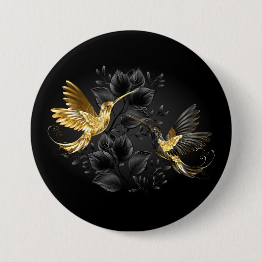 Black and Gold Hummingbird Button (Vorderseite)