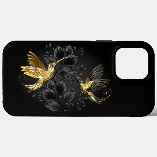 Black and Gold Hummingbird Case-Mate iPhone Hülle (Rückseite (Horizontal))
