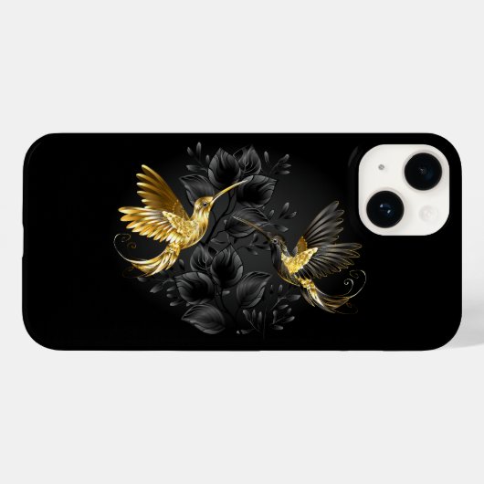 Black and Gold Hummingbird Case-Mate iPhone Hülle (Rückseite (Horizontal))