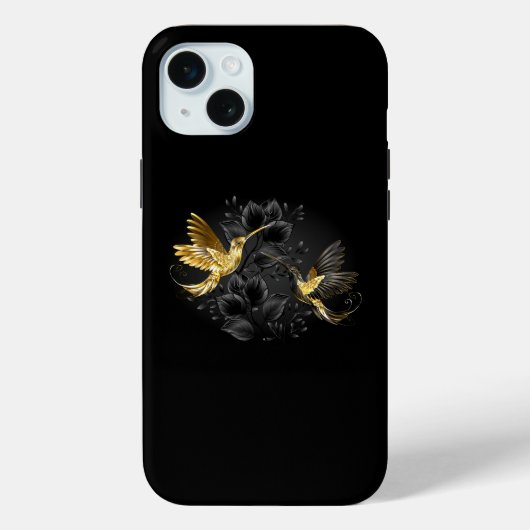 Black and Gold Hummingbird Case-Mate iPhone Hülle (Rückseite)