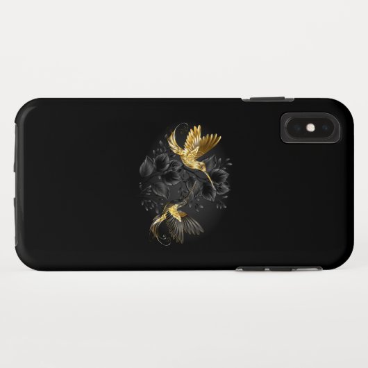 Black and Gold Hummingbird Case-Mate iPhone Hülle (Rückseite (Horizontal))