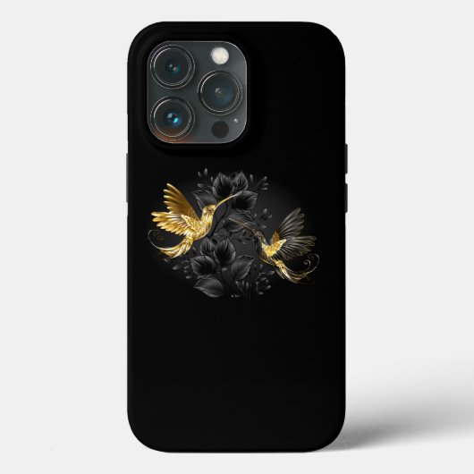 Black and Gold Hummingbird Case-Mate iPhone Hülle (Rückseite)