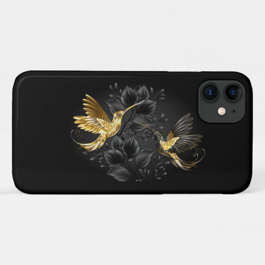 Black and Gold Hummingbird Case-Mate iPhone Hülle (Rückseite (Horizontal))