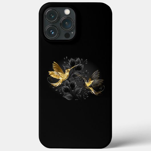 Black and Gold Hummingbird Case-Mate iPhone Hülle (Rückseite)