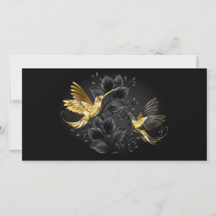 Black and Gold Hummingbird Dankeskarte