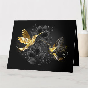 Black and Gold Hummingbird Dankeskarte