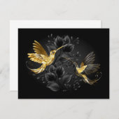 Black and Gold Hummingbird Dankeskarte (Vorne/Hinten)