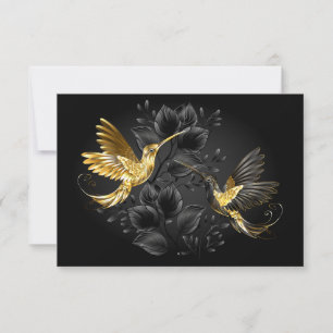 Black and Gold Hummingbird Dankeskarte
