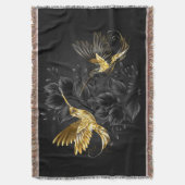 Black and Gold Hummingbird Decke (Vorderseite Vertikal)