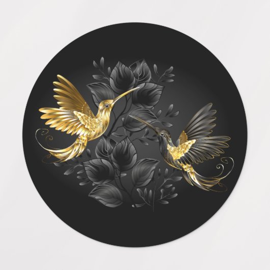 Black and Gold Hummingbird Etiketten (Design 5)