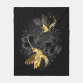 Black and Gold Hummingbird Fleecedecke (Vorderseite)
